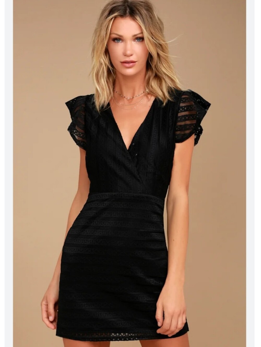 J.O.A. Everlasting Allure‎ Black Lace Mini Dress Womens Size S Cocktail Classic